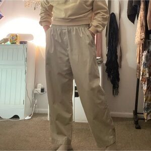 comfy elastic khaki straight leg chino pants